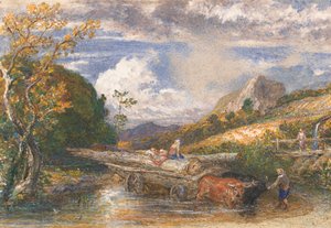 Timber Wagon Crossing a Stream by Samuel Palmer